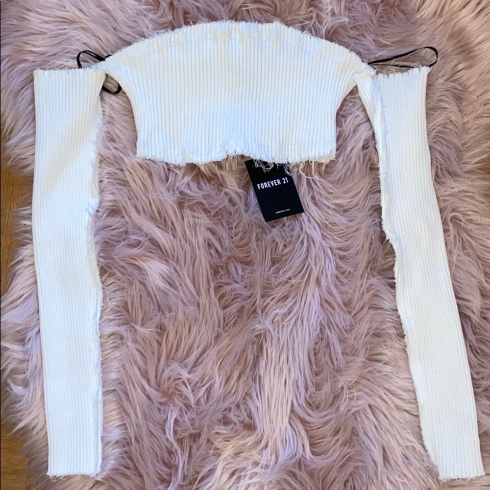 Forever 21 white long sleeve crop top